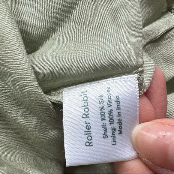 Roller Rabbit Quinn Silk Midi Dress Large Sage Green NEW - Picture 14 of 14